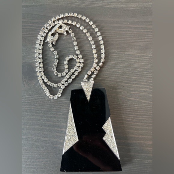 Trifari Jewelry - Vintage 1970's Long Trifari Lucite and Rhinestone Necklace - TLC
